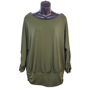 Apt. 9 Women's Green Ruched Sleeve Top Blouse Size L